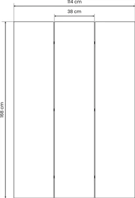 A diagram showing the dimensions of a 3-panel room divider.