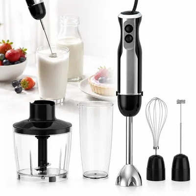 Produktbild von 1000W Stabmixer 20 Geschwindigkeiten, 4-in-1 Pürierstab – Edelstahlklingen & Schneebesen für Suppen, Saucen & Babynahrung