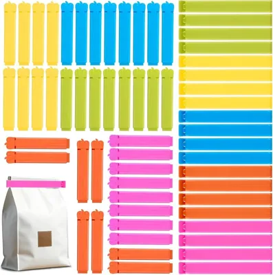 Produktbild von Verschlussclips 40 Stück 11cm & 7cm, Verschlussclips für Beutel, Bunt, Wiederverwendbar, zum Verschließen von Gefrierbeuteln, Snacks, Nüssen, Kaffee