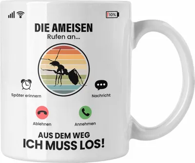 Produktbild von Trendation - Die Ameisen Rufen An Tasse Geschenk für Ameisen Züchter Besitzer Geschenkidee Lustig Spruch (Weiß)