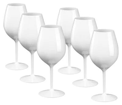 Produktbild von DoimoFlair Weingläser aus Kunststoff bruchsicher Weinbecher Sektgläser Plastik Weiß 51 cl. Set 6 Stück