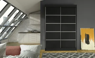Produktbild von Moderner Kleiderschrank LINH 4 – Breite 120 cm, schwarz