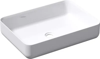 Immagine prodotto di doporro Lavabo da Appoggio Rettangolare 55x40x13 cm in Marmo Resina Bianco, Lavandino Bagno senza Foro Rubinetto Colossum812