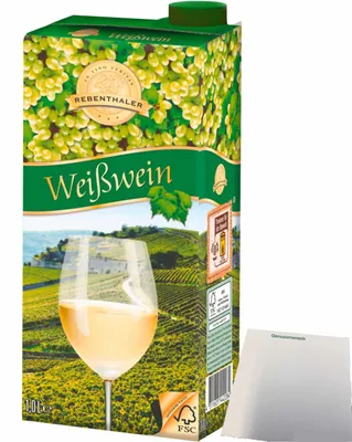 Produktbild von Rebenthaler Weißwein Tetra-Pak 9,5% Vol (1l Pack) + usy Block