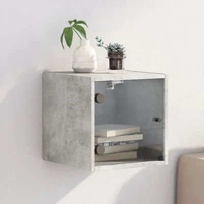 Obrázok produktu pre vidaXL Nočný stolík so sklenenými dvierkami betónová sivá 35x37x35 cm