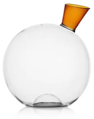 Karaf aus Borosilikatglas, klar/bernstein, 190 cl, handgefertigt