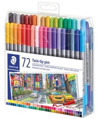 Image de STAEDTLER Feutre de coloriage double Twin-tip, étui plastique de 72 pièces 2 pointes, largeur de trait : 3.0 mm / 0,5
