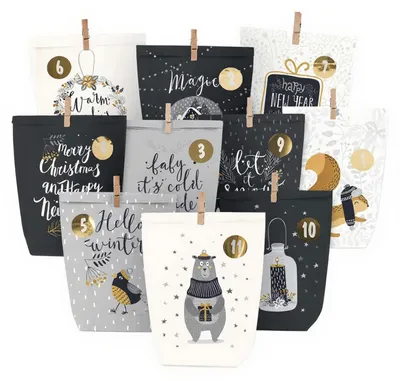Produktbild von Adventskalender zum Befüllen - 24 Adventstüten zum Selbstbefüllen - Schwarz