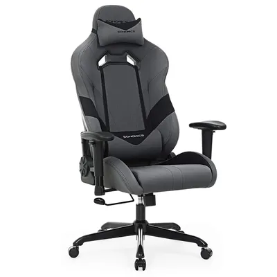 Produktbild von SONGMICS Bürostühle Gaming Stuhl Chefsessel ergonomisch mit Verstellbare Armlehnen, Kopfkissen Lendenkissen 66 x 72 x 124-132 cm Grau-Schwarz RCG13G