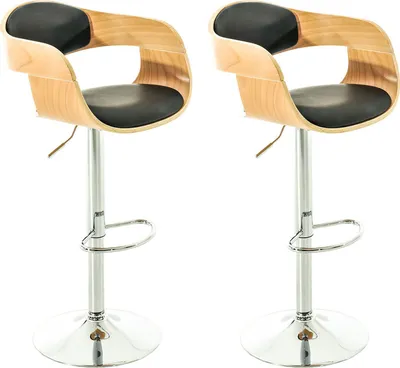 Produktbild von CLP 2er Set Barhocker Kingston Kunstleder drehbar mit Höhenverstellung natur/schwarz