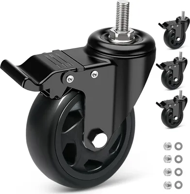 Productafbeelding van Zwenkwielen 125 mm, 4 stuks, M10 x 30 mm schroef, 650 kg laadcapaciteit, voor meubels