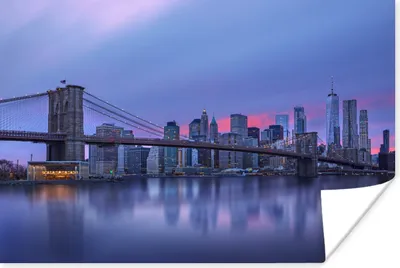 Produktbild von MuchoWow® Poster New York hinter der Brooklyn Bridge 30x20 cm - Plakate - Print