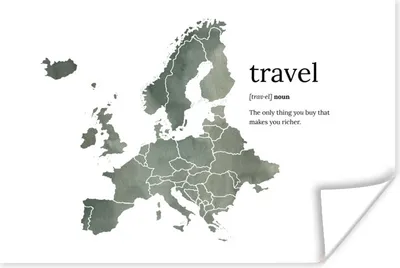Produktbild von MuchoWow® Poster Europa-Karte - Zitate - Aquarell 120x80 cm - Bilder
