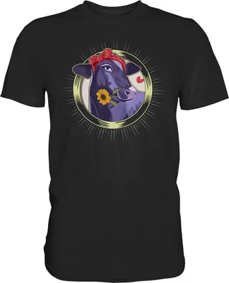 Produktbild von Kuh Sonnenblume T-Shirt Lustiges Bauernhof Garten Geschenk Gärtner – Black / S