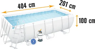 Produktbild von Aufstellpool Framepool-Set Bestway Power Steel™ eckig 404 x 201 x 100 cm inkl. Sandfilteranlage & Leiter grau