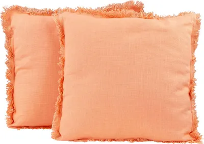Produktbild von Dekokissen 45x45cm 2er Set Orange Pastell Baumwolle mit Füllung Sofakissen Couch