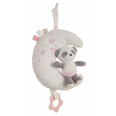 Image de Hochet musical bébé panda lune rose