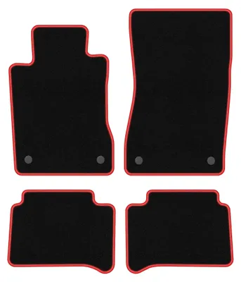 Image de Tapis de sol en moquette pour Mercedes E W211 2002-2009 (berline/break) – jeu 4 pièces, noir/rouge, sur mesure – Wielganizator CARLUX