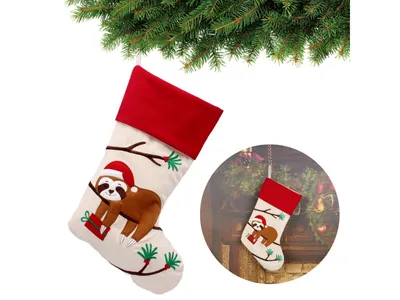 Obrázek produktu pro Béžová vánoční ponožka, Lenochod 45cm