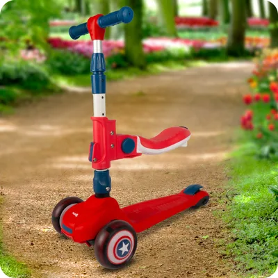 Produktbild von Malplay | Scooter Dreirad Rot | ab 2 Jahren | Kinderroller Cityroller mit Sitz | Räder Led | verstellbar Lenker Geschenk
