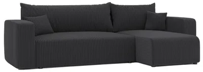 Zdjęcie produktu dla HuskyMeble Narożnik PIERO z funkcją spania i pojemnikiem na pościel Kształt L, Rozkładana sofa, Rogówka - Ciemnoszary - Poso 34