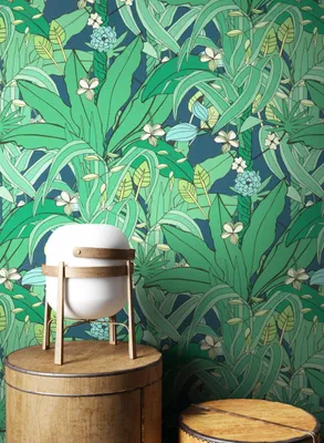 Produktbild von NEWROOM Tapete Grün Vliestapete Dschungel - Mustertapete Modern Blau  Blumen Blätter Blumentapete Floral Dschungeltapete