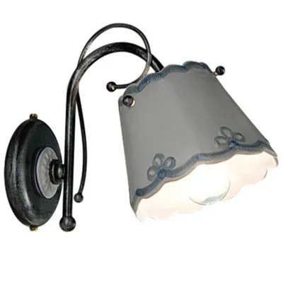 Obrázek produktu pro Klasické nástěnné svítidlo Ravenna Metal Black Ceramic White Silver 1 Light E14