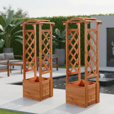 Produktbild von Rankhilfe 2er Set Rankhilfe Garten Pflanzkasten mit Rosenbogen Spali Deko