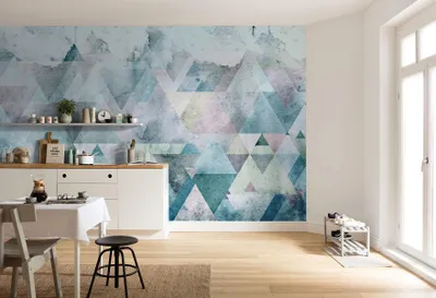 Produktbild von Komar Vlies Fototapete - Triangles Blue - Größe: 400 x 250 cm (Breite x Höhe) - 4 Bahnen