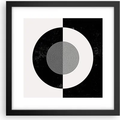 Produktbild von Gerahmtes Poster - Schwarzer Rahmen - Abstraktion Rad Schwarz und Weiß - 30x30 cm - Wand Bild - Wanddeko - Wandbilder - Wandposter - Bilderrahmen - Bilder - Kunstdruck - Wandbild - P2BAC30x30-4316