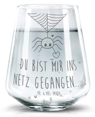 Produktbild von Mr. & Mrs. Panda Glas Spinne Agathe Liebe - Transparent - Geschenk, Wasserbecher, Trinkgefäß, Liebesgeschenk, Liebesbeweis, Verliebt, Dekoglas, Becherglas, Trinkglas
