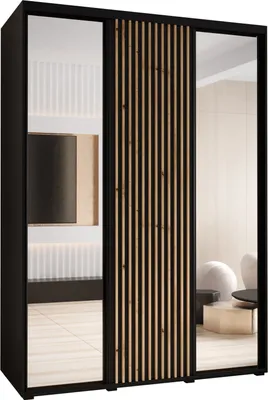 Produktbild von MEBLE KRYSPOL Sapporo 2 Schrank mit 3 Schiebetüren  - 205,2x180x60 cm - Schwarz Schwarz Artisan