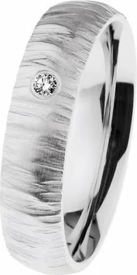 Produktbild von Ernstes Design Damen Ring Edelstahl Silber schmal Trauring-Design mit Brillantschliff Diamant