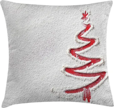 Zdjęcie produktu dla ABAKUHAUS Poszewka na poduszkę zimowa, motyw choinki, widok z góry, zbliżenie wzoru zygzakowatego, 40 x 40 cm, cynobrowa perła