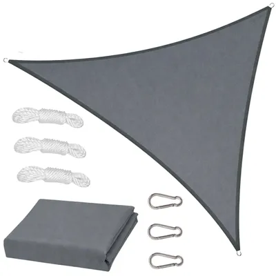 Produktbild von Garten-Sonnensegel, wasserdicht, dreieckig, Grau, 400 x 400 cm