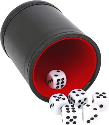 Produktbild von Dobbelsteine Set, 6 Stück, Lederbecher, für Spielabende