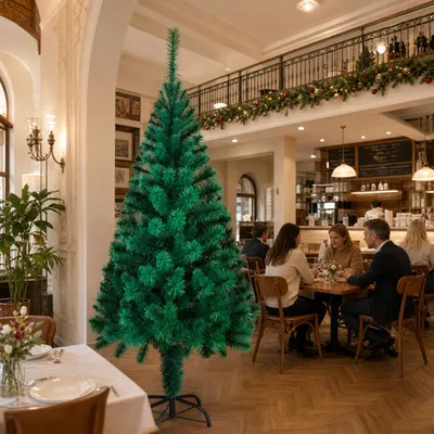 Image de YARDIN : Sapin de Noël artificiel blanc, hauteur 2,1 mètres, décorable à votre guise, réutilisable pour l'intérieur et l'extérieur. Facile à assembler