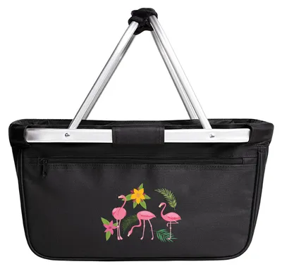 Produktbild von Huuraa Einkaufskorb Flamingos Comic 20 Liter Black faltbarer Tragekorb Geschenkidee