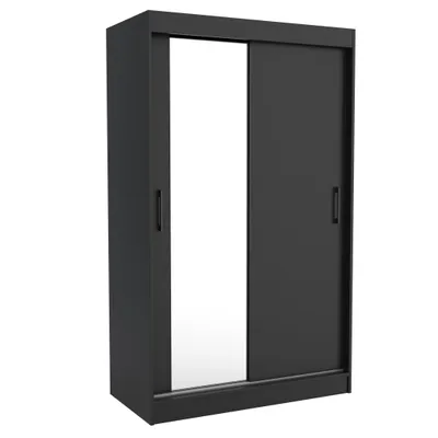 Produktbild von Schwebetürenschrank JOHNY in Schwarz mit Spiegel – Moderner Kleiderschrank für Schlafzimmer und Wohnzimmer