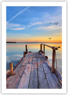 Produktbild von Poster - Poster ohne Rahmen - See Natur Brücke Vögel - 50x70 cm - Wand Bild - Wanddeko - Wandbilder - Kunstposter - Wandposter - Bilder - Kunstdruck - Wanddekoration - Wandbild - P2XPA50x70-2402