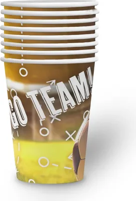 Produktbild von Becher Fußball Realistisch – 8er-Pack, 250 ml, Fanartikel für Fußballgeburtstag