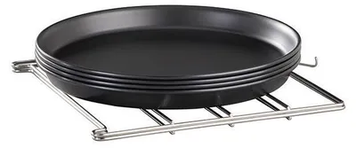 Produktbild von APS 73515 Gestell für 4 Pizzableche (bis Ø 28 cm), Edelstahl, zusammenklappbar, 26 x 25 cm, Höhe 26 cm