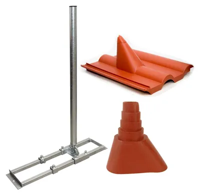 Produktbild von PremiumX PROFI X100-48F Dachsparrenhalter Stahl voll feuerverzinkt Frankfurter Dachabdeckung Manschette rot