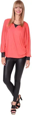 Produktbild von Damen Sweatshirt Shirt Pullover Pulli Oversized Langarm Tunika Bluse; Koralle/S/M