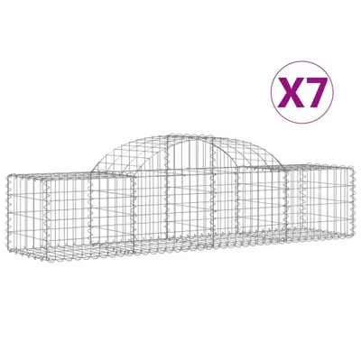 Zdjęcie produktu dla vidaXL Gabiony z wysokim łukiem 7 sztuk 200x50x40/60 cm Ocynkowane żelazo