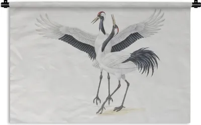 Produktbild von MuchoWow® Wandteppich Wandbehang Illustration von zwei chinesischen Kranichen 150x100 cm Tapisserie Dekoration Wandtuch - Waschbar - Tapisserien - Wand-Decke