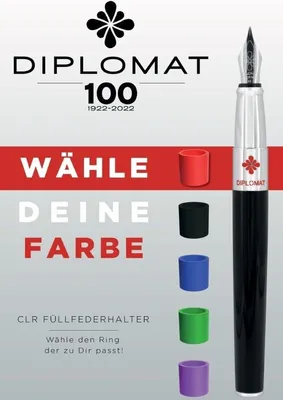 Produktbild von DIPLOMAT CLR Füllhalter, Schwarz glänzend lackiert, Federstärke F, mit Konverter