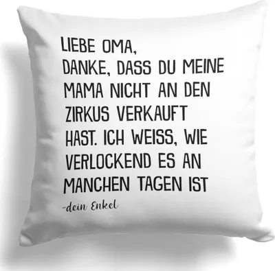 Produktbild von 22Feels Oma Geschenk von Enkel Geburtstag Weihnachten Rente Frauen Kissen Deko Grossmutter Wohnaccessoires Spruch Wohnzimmer Schlafzimmer Couch