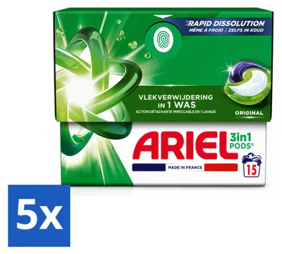 Produktbild von 5 x Ariel 3in1 Waschmittel Pods Original - Vorteilspackung - 5 Stücke