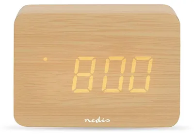 Produktbild von Nedis Digital-Schreibtisch-Wecker - LED - Backlight - Snooze-Funktion - Datumsanzeige - Raumtemperatut - Holz